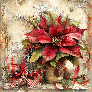 Christmas Poinsettia, DCO-102230, Sign For Wreath, 10x10in Metal Sign